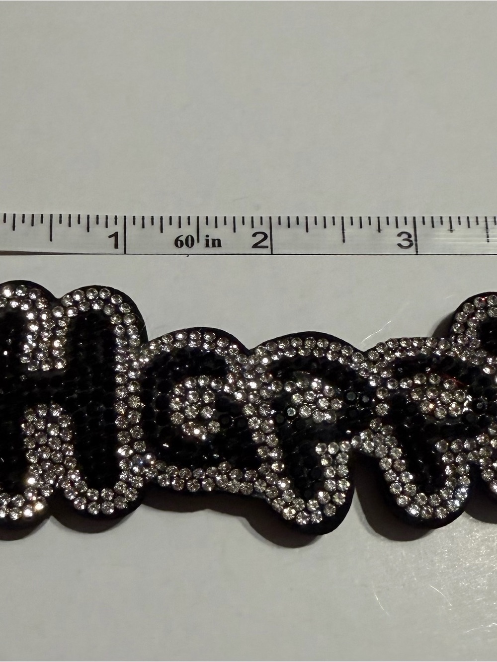Rhinestone HAPPY Script Trim Accent - Black and Silver